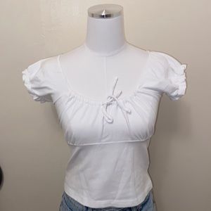 White Off the Shoulder Ruffled Crop Top